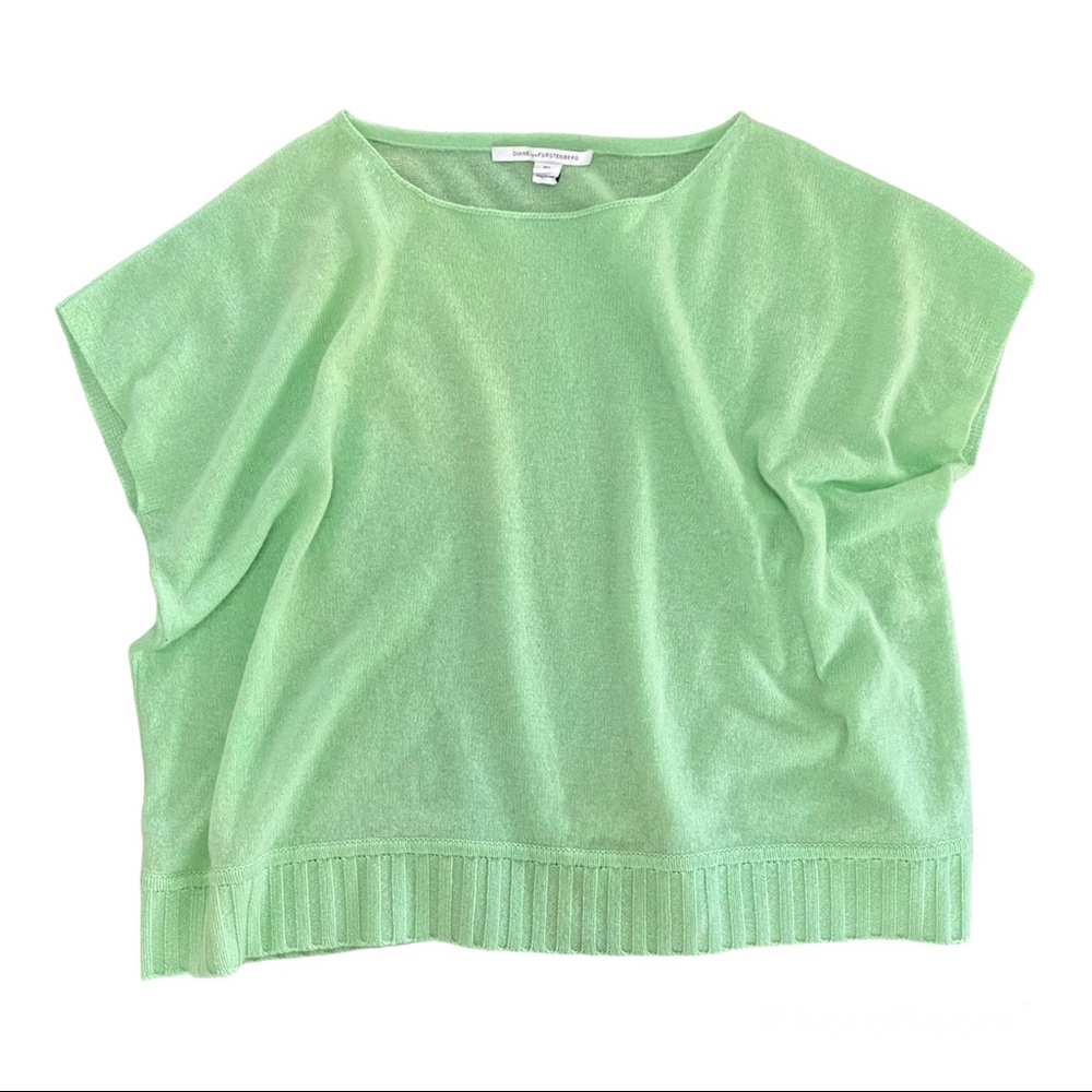 Diane Von Furstenberg Green Cashmere Poncho Saiko Sweater Top sz M/L